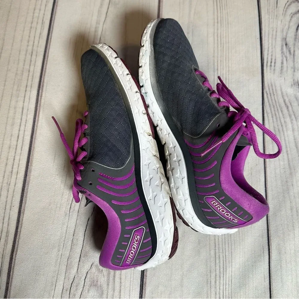 Brooks Running Shoes Pure Flow 6 Purple Gray Athletic Sneakers Women Sz‎ 9